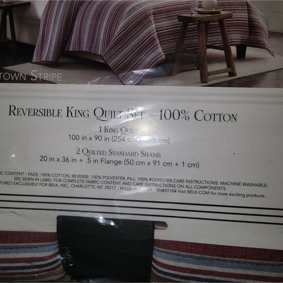 MODERN SOUTHERN HOME NWT KING BRIDGETOWN STRIPE MINI QUILT SET. - Picture 5 of 6